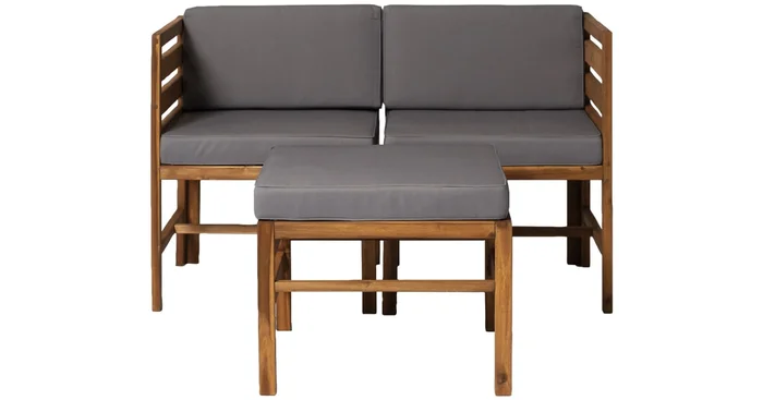James Allan Rehoboth Beach 48″W Acacia Wood Outdoor Patio Modular Loveseat with Left and Right Chair and Ottoman