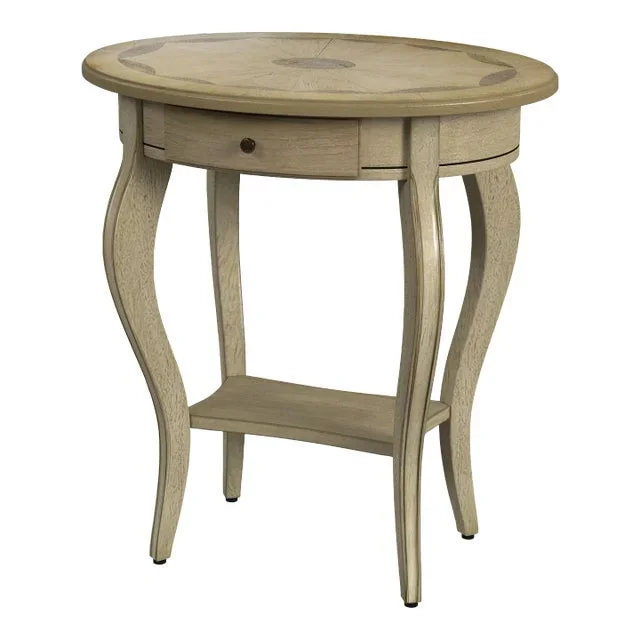 Jeanette Oval Wood Side Table, Beige