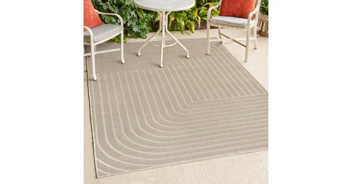 JONATHAN Y Lighting Scandinavian 3′ x 5′ Geometric and Striped Indoor/Outdoor Rectangular Area Rug with High-Low Design