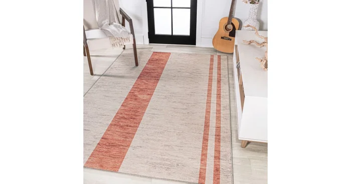 JONATHAN Y Lighting Washable 8-3/4′ x 12′ Polypropylene Striped Indoor Rectangular Area Rug