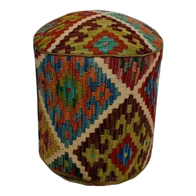 Kilim Rug Pouf Ottoman #132a