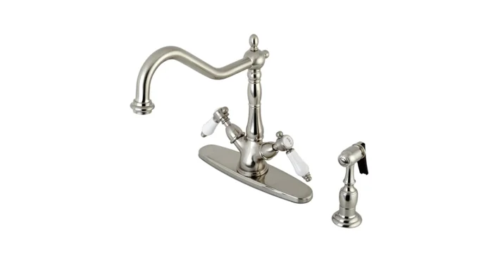 Kingston Brass Bel-Air 1.8 GPM Single Hole Kitchen Faucet – Includes Side Spray