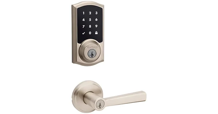 Kwikset Trafford Single Cylinder Lever Set and SmartCode Electronic Touchscreen Deadbolt Combo Pack with SmartKey