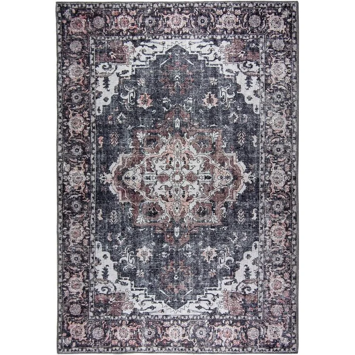 L’Baiet Scarlett Grey Distressed Washable 5 ft. x 7 ft. Area Rug