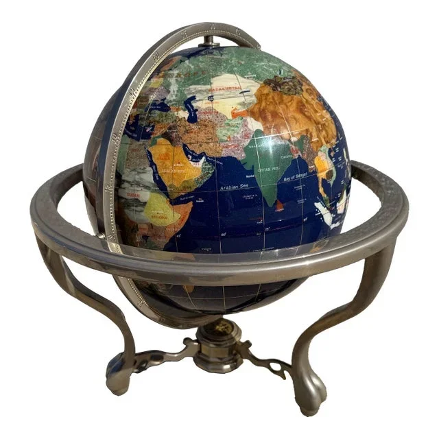 Large Late 20th Century Modern Natural Geode Globe on Stand