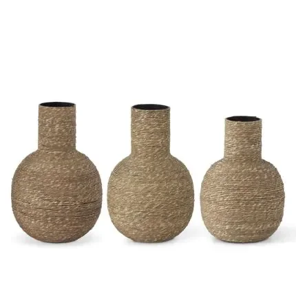 Large Metal Natural Jute Wrapped Vase