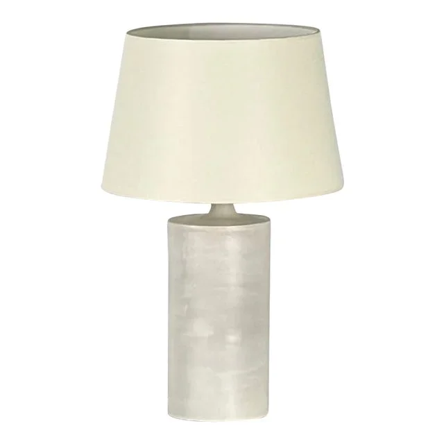 Large Satin White ‘Rouleau’ Ceramic Table Lamp by Design Frères