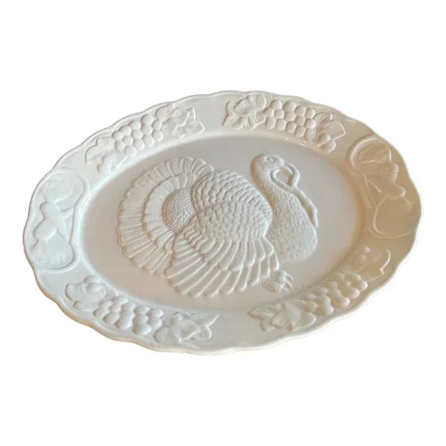 Large White Ceramic Turkey Serving Platter