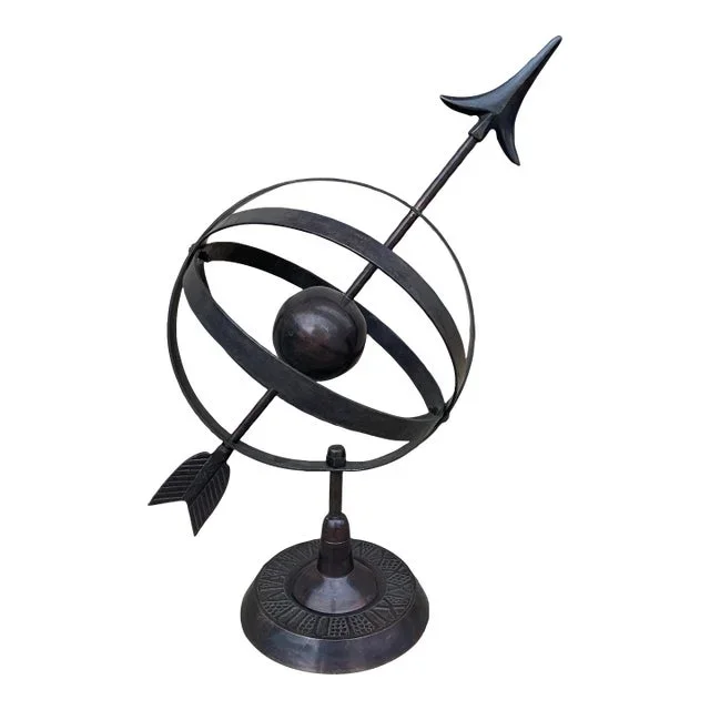 Late 20th Century English Country Iron Bronze Garden Armillary Sundial