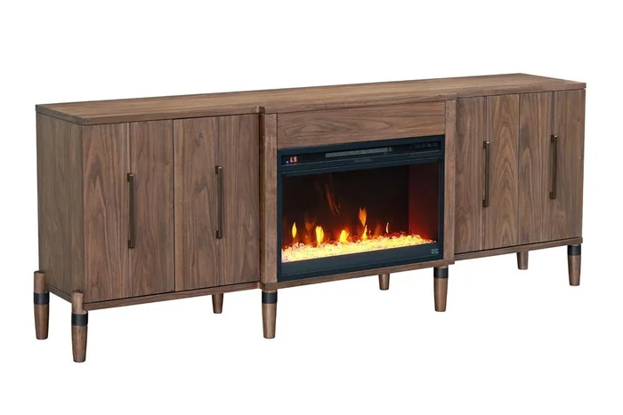 Legends Furniture – Tranquility 78 inch Fireplace TV Stand for TVs up to 90 inches in Walnut – ZTRN-1978