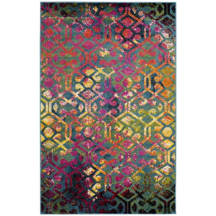 Light Blue/Fuchsia Small Rectangle Power Loomed Rug 4×6′ – Safavieh
