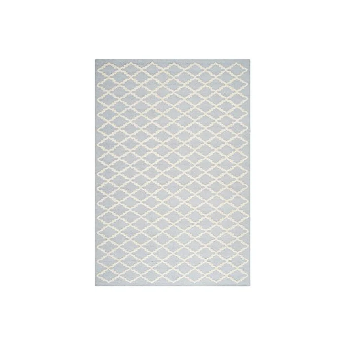Light Blue/Ivory Small Rectangle Contemporary Wool Pile Rug 5’L x 3’W