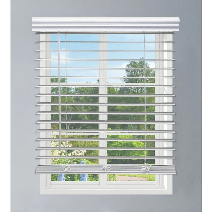 Linen Avenue Cordless Faux Wood Blind White, 46 W x 72 H Outside Mount