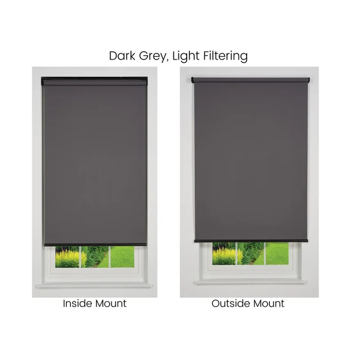 Linen Avenue Cordless Light Filtering Roller Shade, Dark Grey 59 W x 66 H