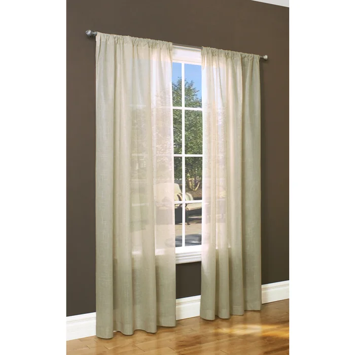 Linen Window Curtain Panel Weathervane Design 50x84in Poly Linen