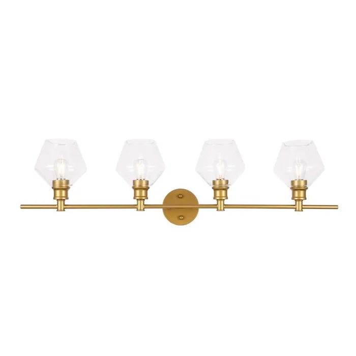 Living District Gene 4 light Brass and Clear glass Wall sconce