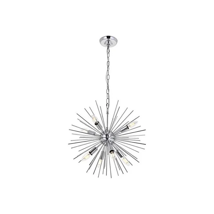 Living District Timber 8 light Chrome Pendant