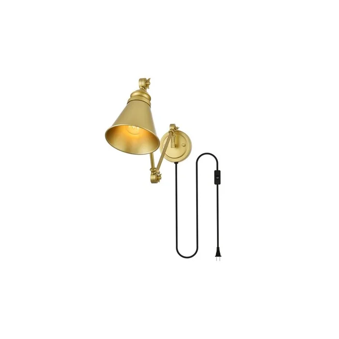 Living District Van 1 light Brass swing arm plug in wall sconce
