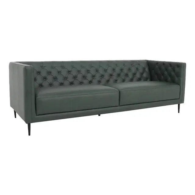 Lucius Top Grain Leather Sofa in Green