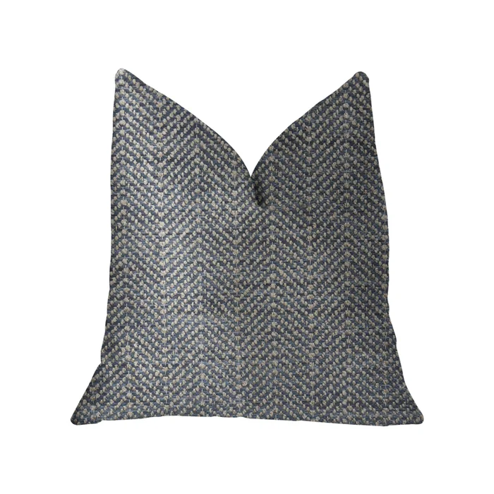 Luxury Amalfi Blue and Ivory Throw Pillow Double Sided Handmade in USA
