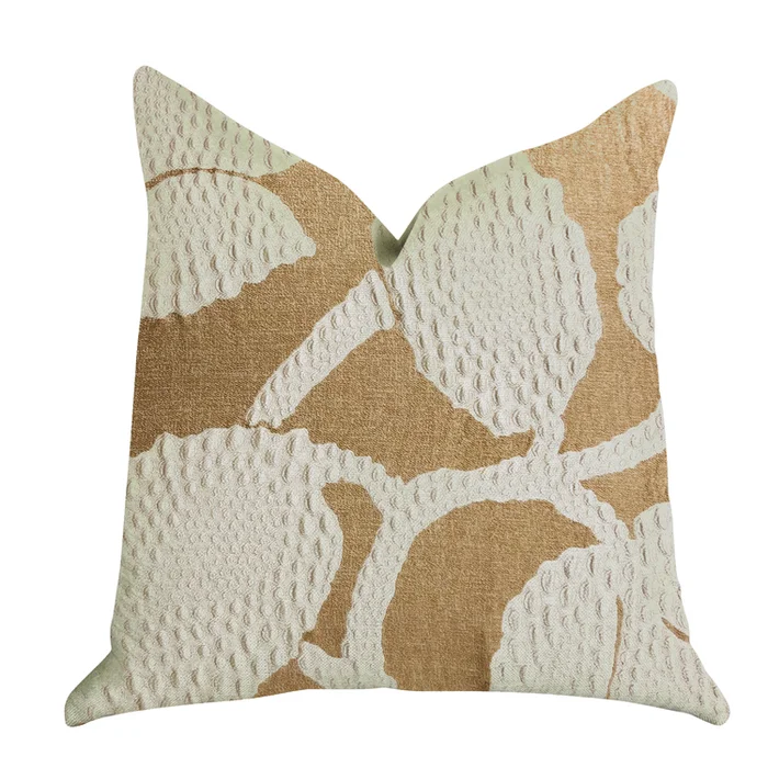 Luxury Double Sided Throw Pillow with Golden Arabella Vine Design