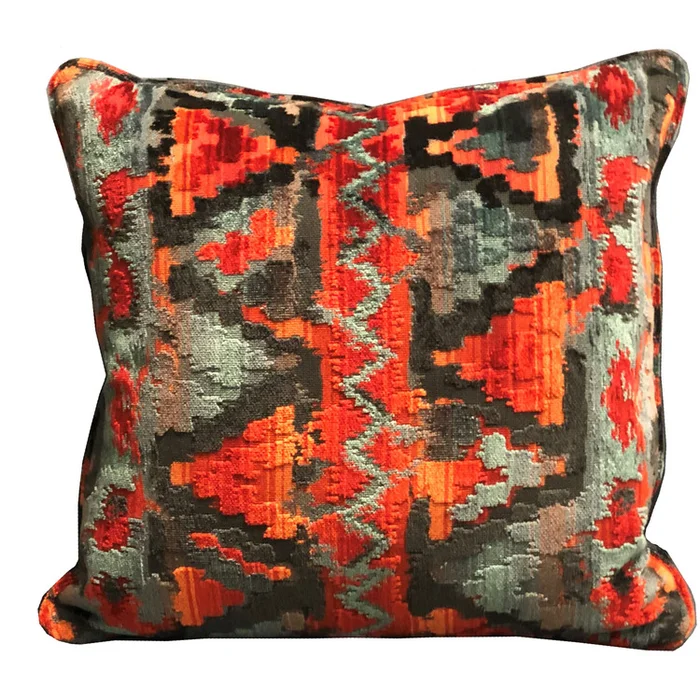 Luxury Ikat Pattern Throw Pillow – Double Sided, Handmade in USA