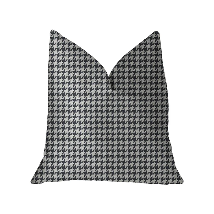 Luxury Plaid Throw Pillow Black White Double Sided Handmade USA Made