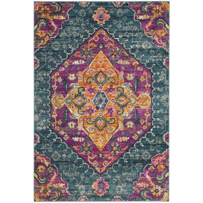 Madison Light Grey/Fuchsia Medium Rectangle Rug