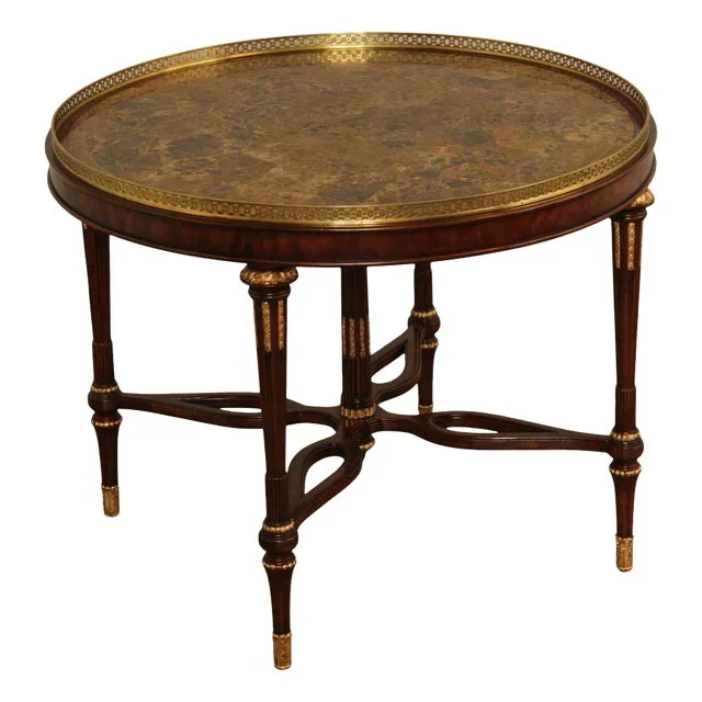 Maitland Smith Marble Top Mahogany Center Table