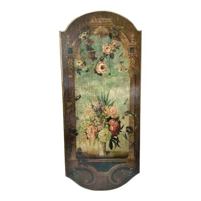 Maitland-Smith Neoclassical Still Life Floral Painting Panel