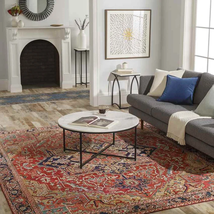 Maren Traditional Brick Red Area Rug