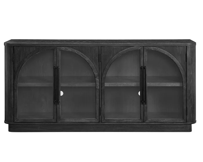Martin Furniture – Harper – Modern, Contemporary Wood 70in Console with glass doors, TV Stand, Accent Cabinet, Entryway Console, Fully Assembled, Black – IMHP370B
