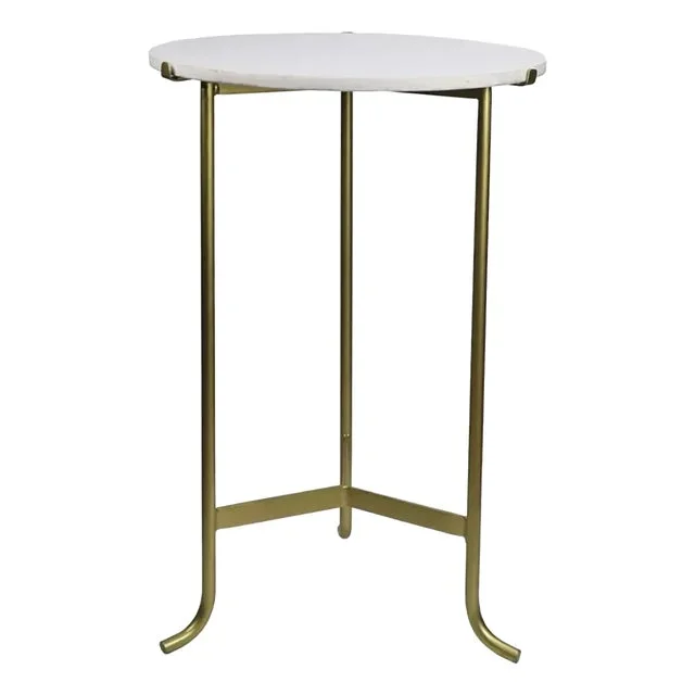 Matthew Izzo Marble and Brass Three-Legged Side Table