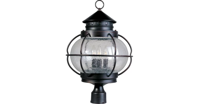 Maxim Portsmouth 22″ Tall 3 Light Post Light with Seedy Glass Shade