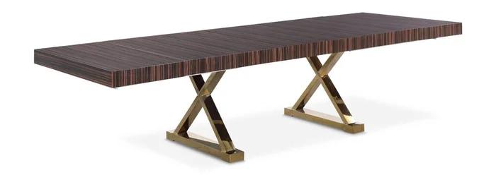 Meridian Furniture – Excel Brown Zebra Wood Veneer Lacquer Extendable Dining Table – 996-T