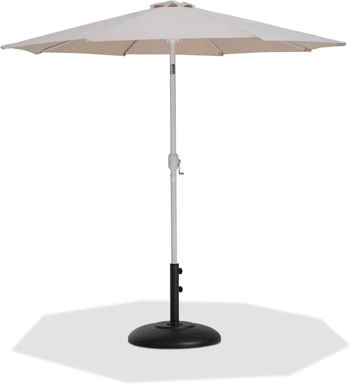 Meridian Furniture – Fiji Beige Fabric / Matte Black Aluminum Patio Umbrella with Base Sets – 55015Beige-BB