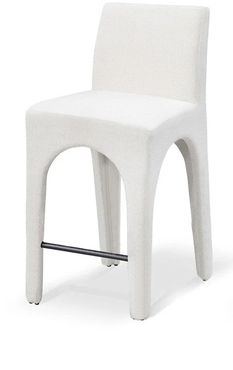 Meridian Furniture – Gramercy Cream Linen Textured Fabric Stool – 754Cream-C