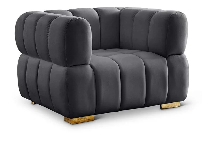 Meridian Furniture – Gwen Grey Velvet Chair – 670Grey-C