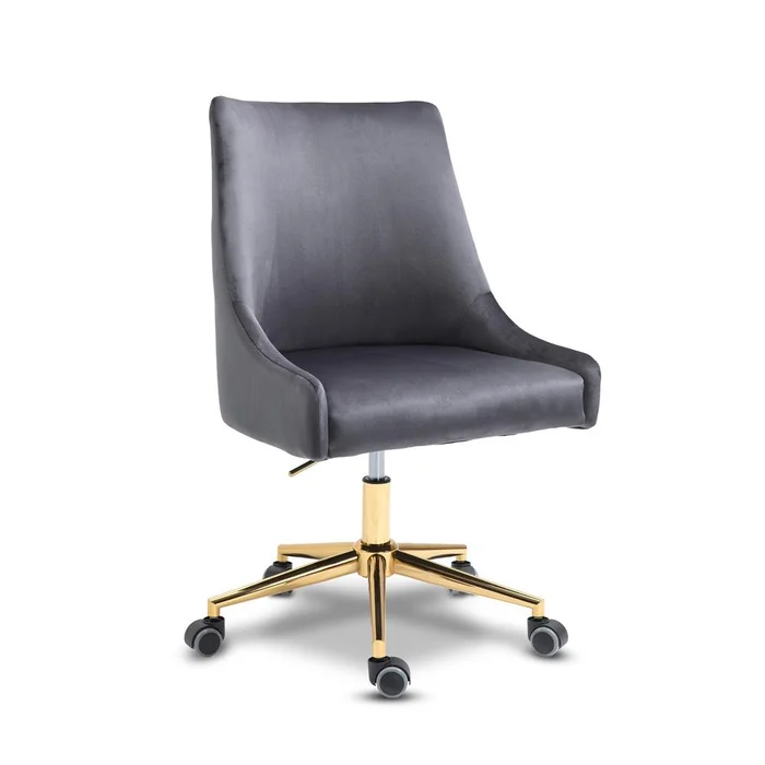 Meridian Furniture – Karina Grey Velvet Office Chair – 163Grey