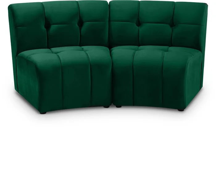 Meridian Furniture – Limitless Green Velvet 2pc. Modular Sectional – 645Green-2PC