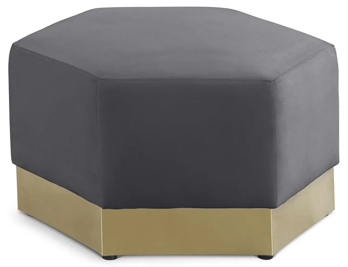 Meridian Furniture – Marquis Grey Velvet Ottoman – 600Grey-Ott