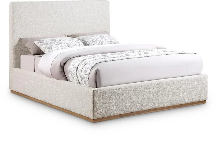 Meridian Furniture – Monaco Cream Boucle Fabric Queen Bed – MonacoCream-Q