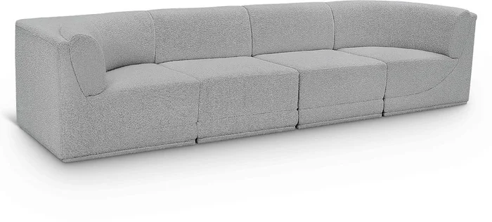 Meridian Furniture – Ollie Grey Boucle Fabric Modular Sofa – 4Pc – 118Grey-S128