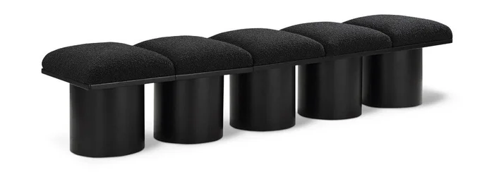Meridian Furniture – Pavilion Black Boucle Fabric Bench – 5Pc – 466Black-5B