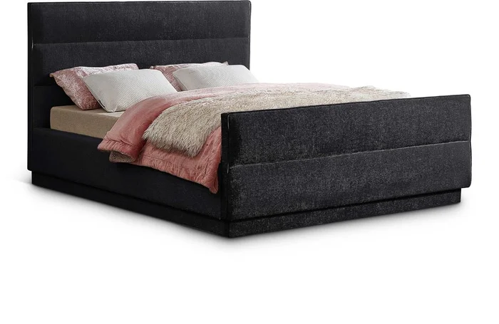 Meridian Furniture – Paxton Black Chenille Fabric Full Bed – PaxtonBlack-F