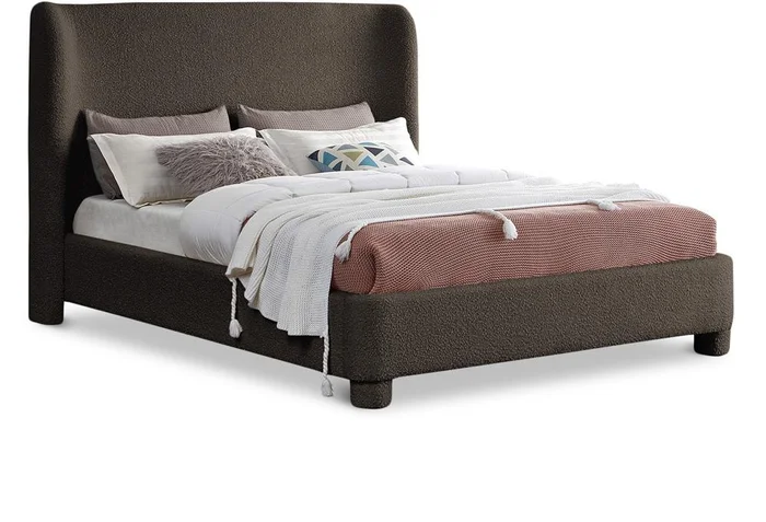 Meridian Furniture – Penny Brown Boucle Fabric King Bed – B1206Brown-K