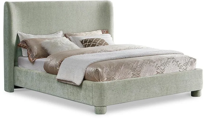 Meridian Furniture – Penny Mint Green Chenille Fabric Queen Bed – B1207Mint-Q