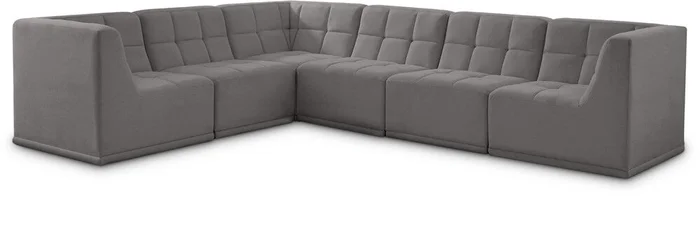 Meridian Furniture – Relax Grey Velvet Modular Sectional – 6Pc – 650Grey-Sec6A
