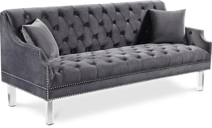 Meridian Furniture – Roxy Grey Velvet Sofa – 635Grey-S