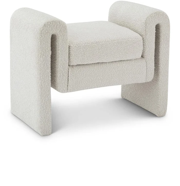 Meridian Furniture – Stylus Cream Boucle Fabric Bench – 148Cream